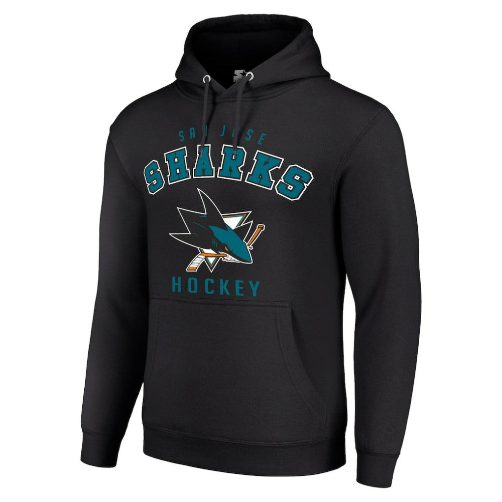 San Jose Sharks Starter Logo Pullover Hoodie - Black Hoodies