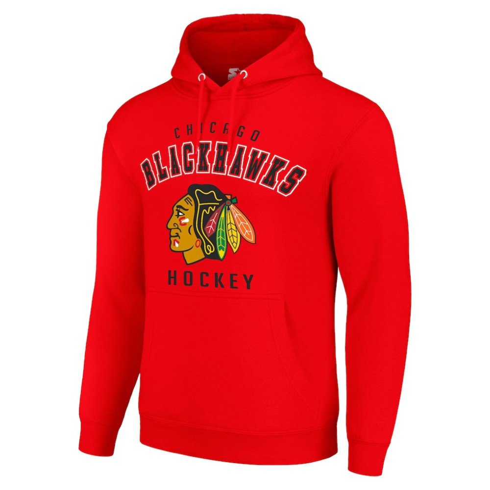 Chicago Blackhawks Starter Logo Pullover Hoodie - Red Hoodies