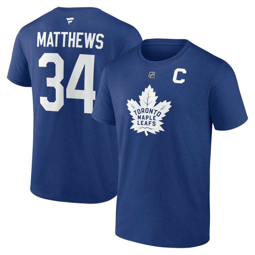 Auston Matthews Toronto Maple Leafs Fanatics Authentic Stack Name & Number T-Shirt - Blue T-shirts
