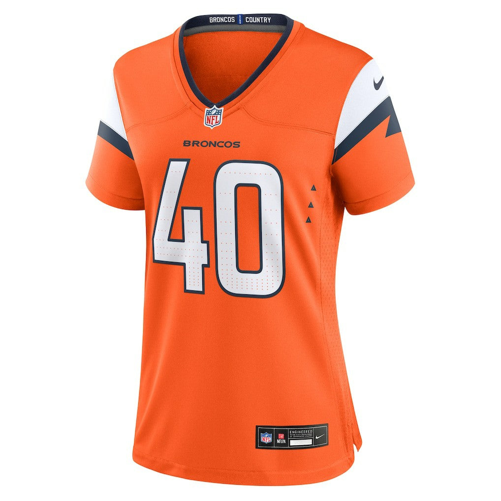 Justin Strnad Denver Broncos Women's Team Game Jersey - Orange sale