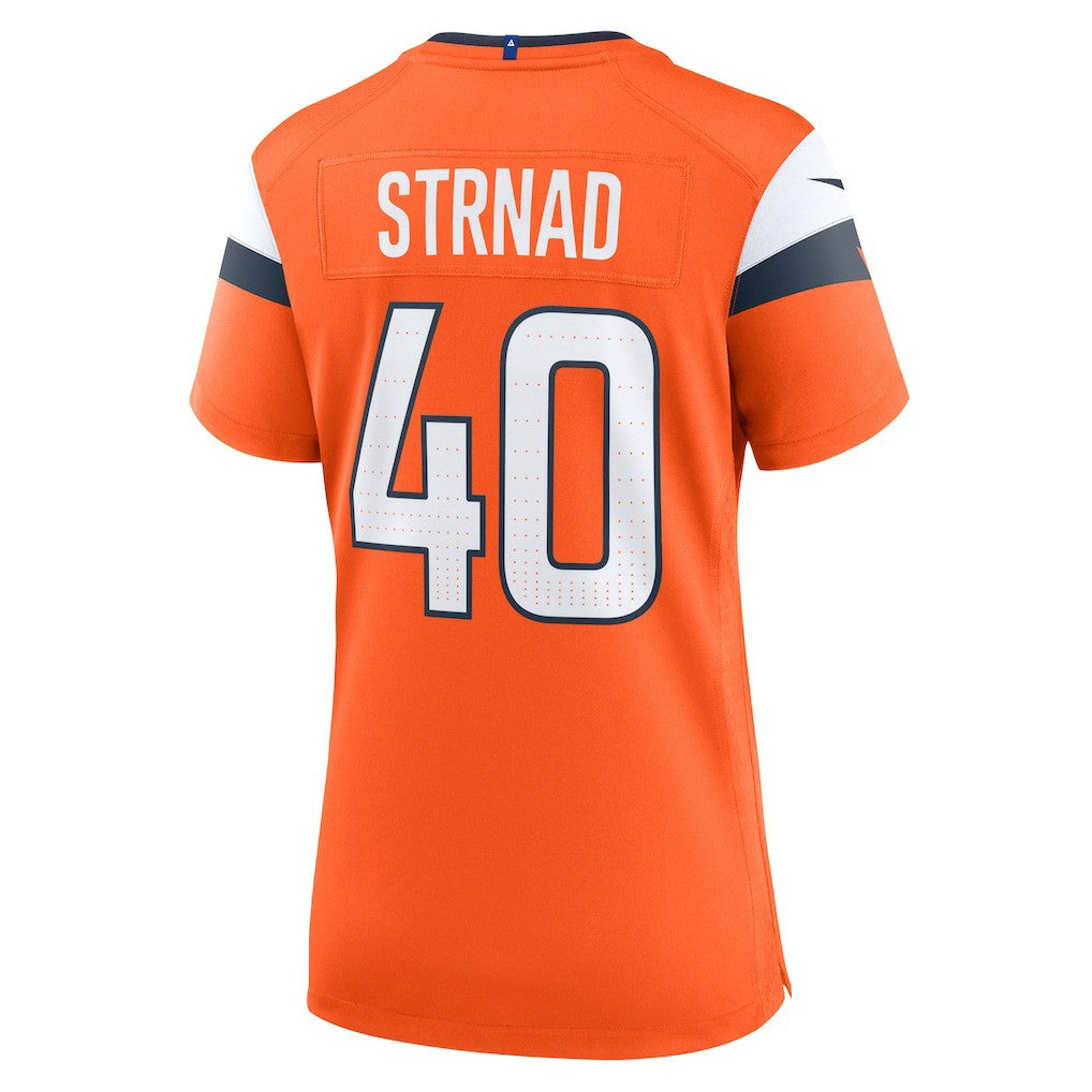 Justin Strnad Denver Broncos Women's Team Game Jersey - Orange sale