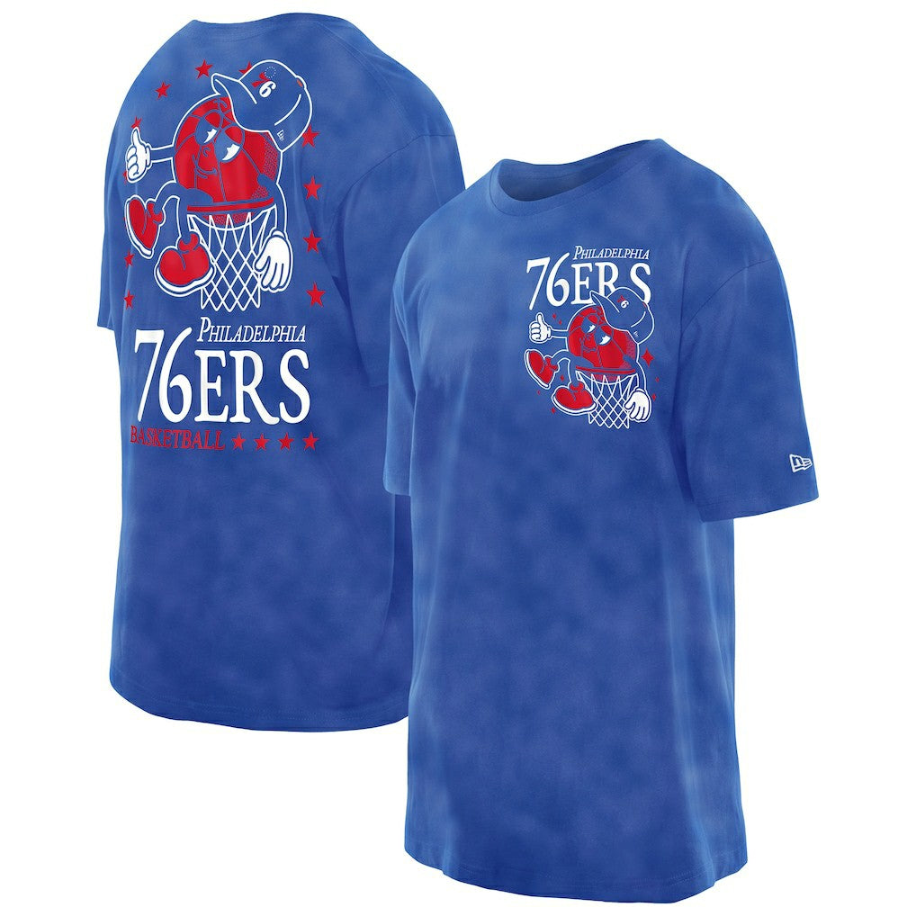 Philadelphia 76ers Old School Sport Enzyme Wash Oversized T-Shirt - Royal on sale