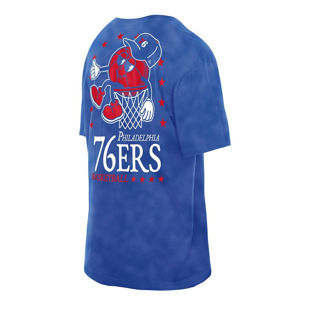 Philadelphia 76ers Old School Sport Enzyme Wash Oversized T-Shirt - Royal on sale