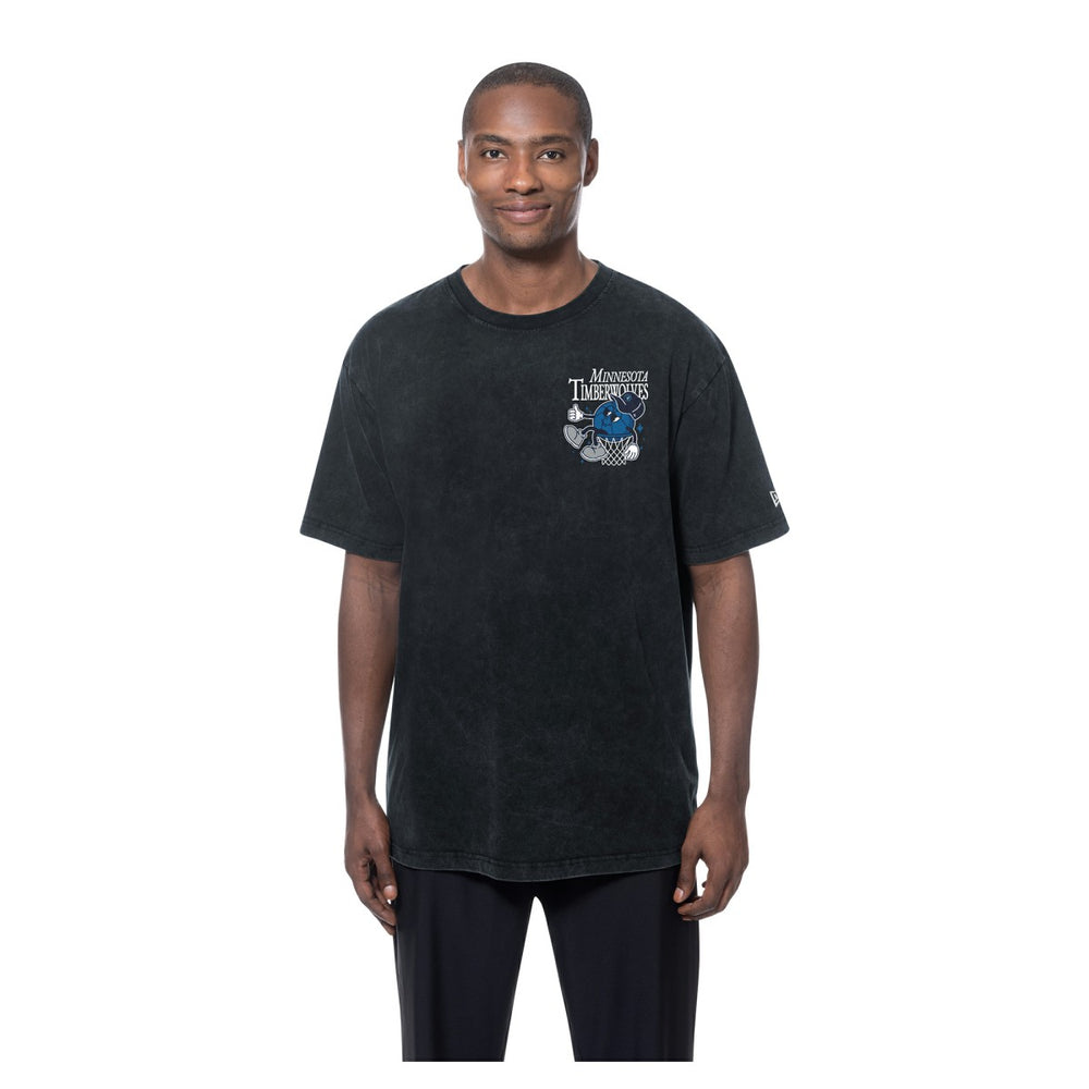 Minnesota Timberwolves Old School Sport Enzyme Wash Oversized T-Shirt - Black cheap