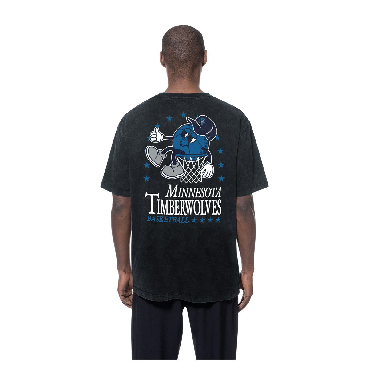 Minnesota Timberwolves Old School Sport Enzyme Wash Oversized T-Shirt - Black cheap