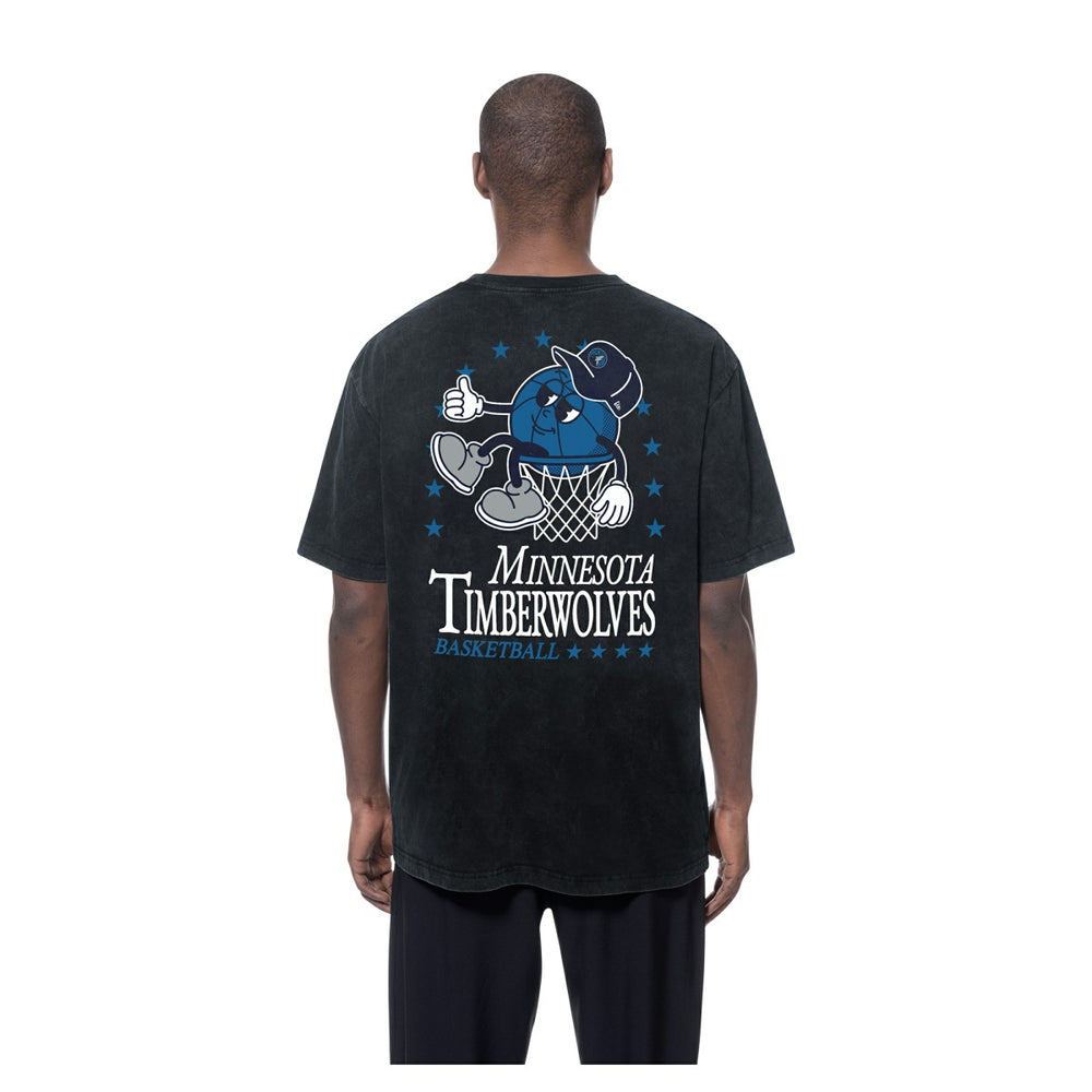 Minnesota Timberwolves Old School Sport Enzyme Wash Oversized T-Shirt - Black cheap