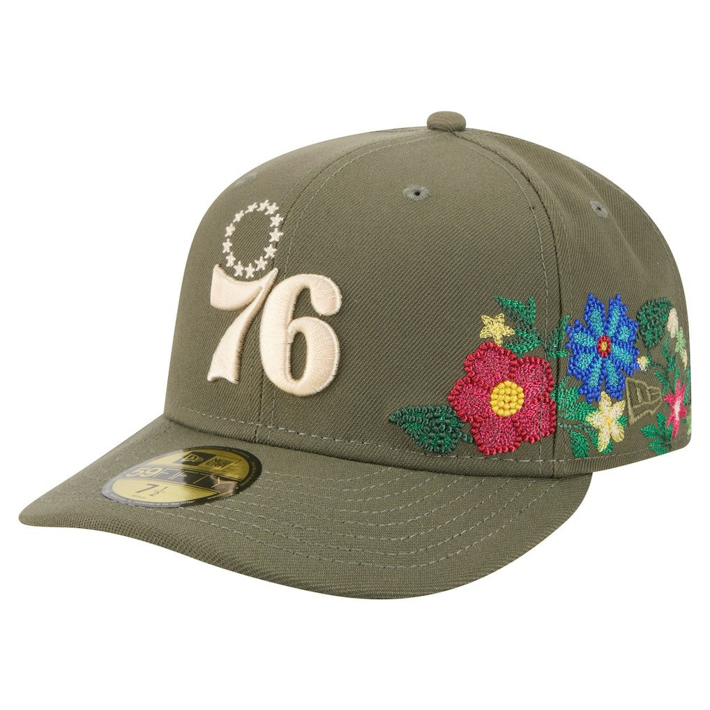 Philadelphia 76ers Tonal Florals 59FIFTY Fitted Hat - Olive outlet
