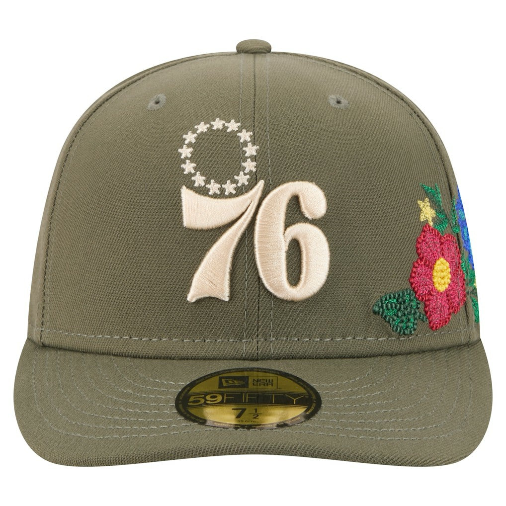 Philadelphia 76ers Tonal Florals 59FIFTY Fitted Hat - Olive outlet