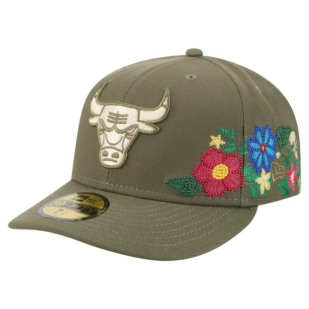 Chicago Bulls Tonal Florals 59FIFTY Fitted Hat - Olive outlet