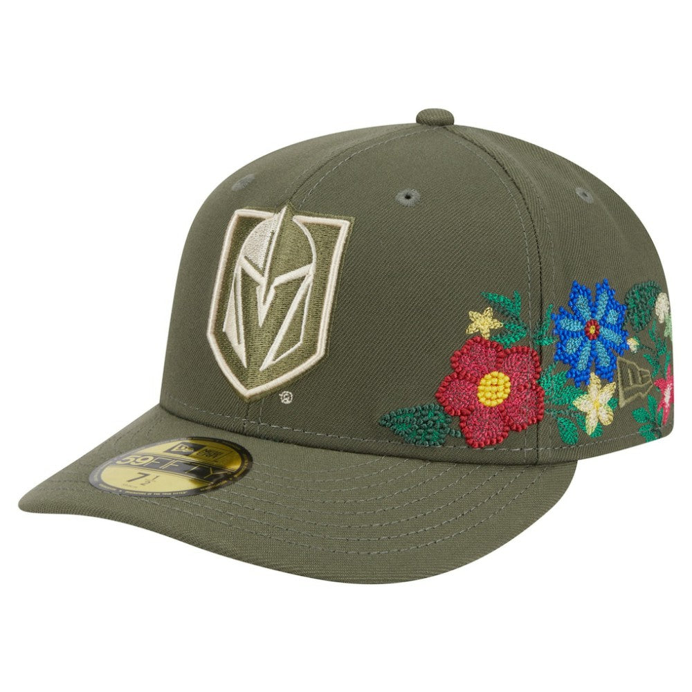 Vegas Golden Knights New Era Tonal Florals 59FIFTY Fitted Hat - Olive Hats