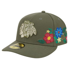 Chicago Blackhawks New Era Tonal Florals 59FIFTY Fitted Hat - Olive Hats