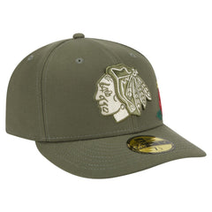 Chicago Blackhawks New Era Tonal Florals 59FIFTY Fitted Hat - Olive Hats
