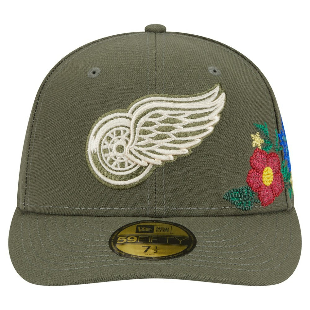 Detroit Red Wings New Era Tonal Florals 59FIFTY Fitted Hat - Olive Hats
