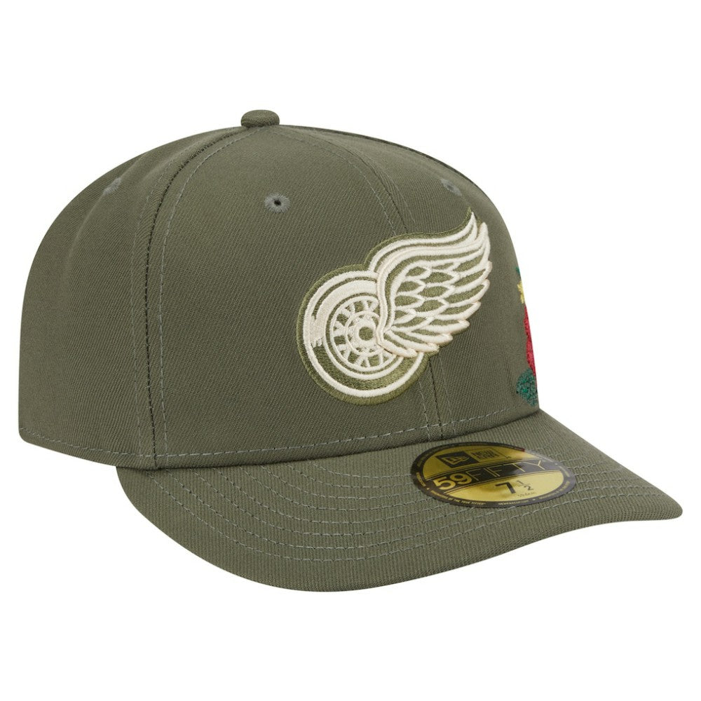 Detroit Red Wings New Era Tonal Florals 59FIFTY Fitted Hat - Olive Hats