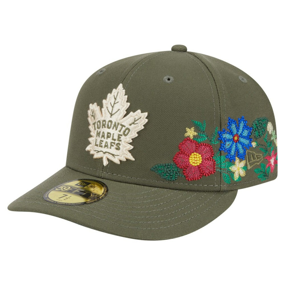 Toronto Maple Leafs New Era Tonal Florals 59FIFTY Fitted Hat - Olive Hats