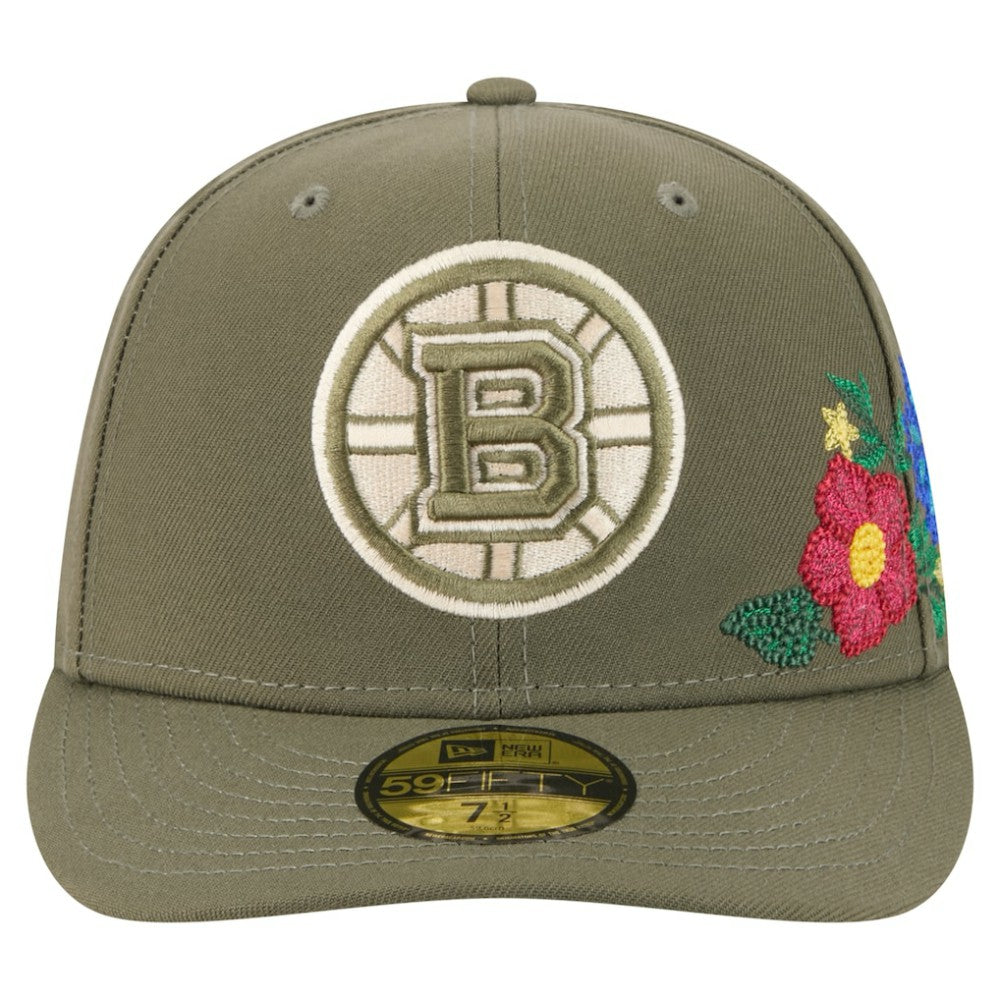 Boston Bruins New Era Tonal Florals 59FIFTY Fitted Hat - Olive Hats
