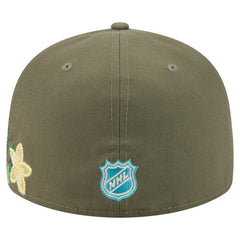 Anaheim Ducks New Era Tonal Florals 59FIFTY Fitted Hat - Olive Hats