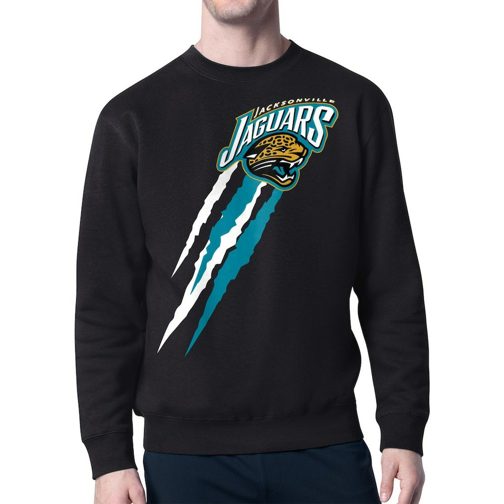 Jacksonville Jaguars Starter Retro Team Logo Color Scratch Pullover Sweatshirt - Black online