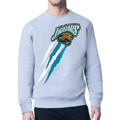 Jacksonville Jaguars Starter Retro Team Logo Color Scratch Pullover Sweatshirt - Heather Gray cheap