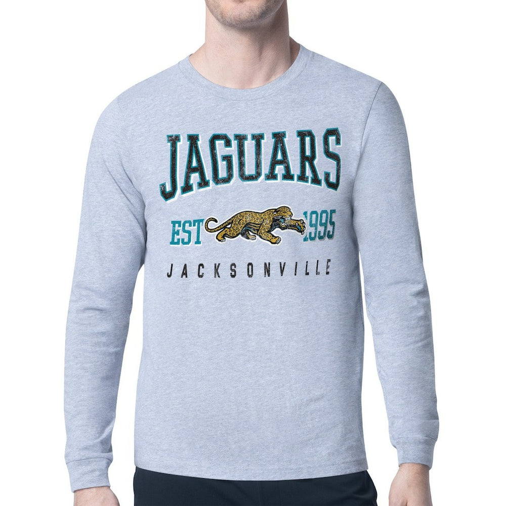 Jacksonville Jaguars Starter Retro Team Logo Long Sleeve T-Shirt - Heather Gray cheap