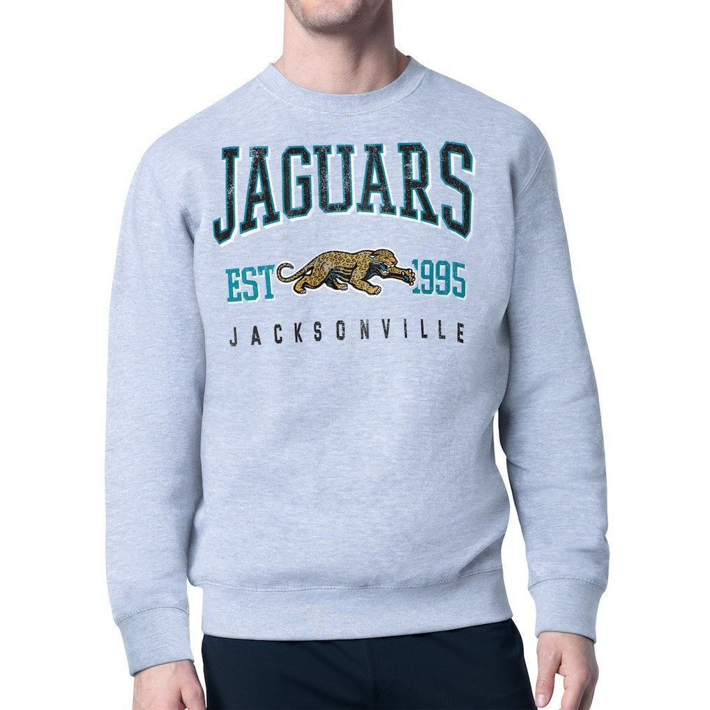 Jacksonville Jaguars Starter Retro Team Logo Pullover Sweatshirt - Heather Gray discount
