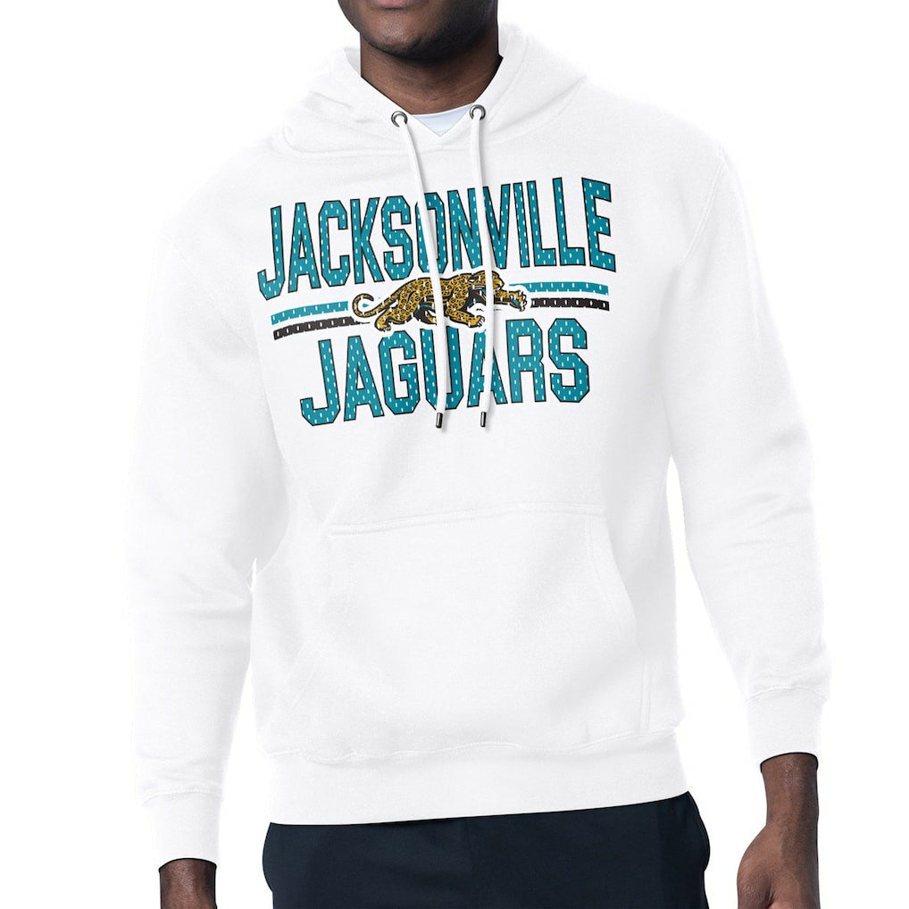 Jacksonville Jaguars Starter Mesh Look Retro Team Logo Pullover Hoodie - White for sale