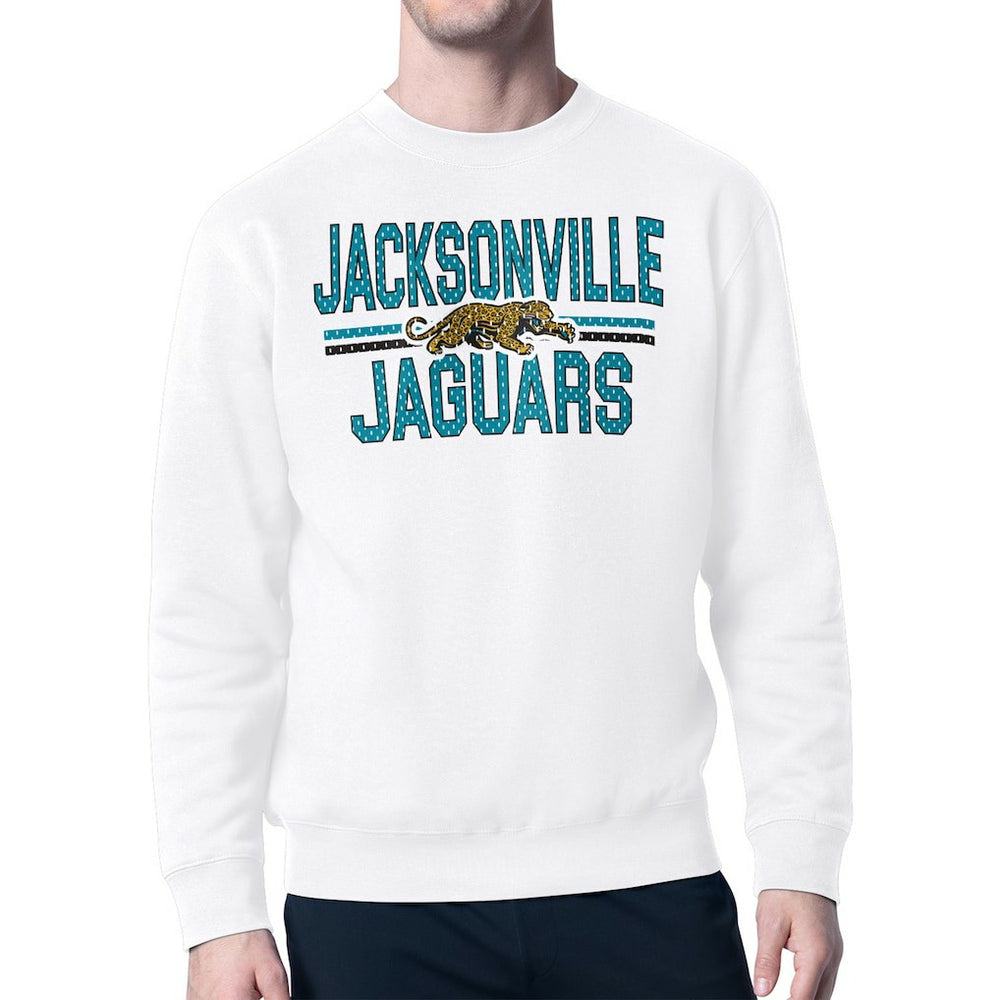 Jacksonville Jaguars Starter Mesh Look Retro Team Logo Pullover Sweatshirt - White discount