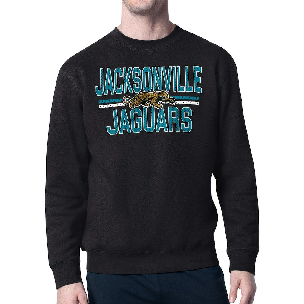 Jacksonville Jaguars Starter Mesh Look Retro Team Logo Pullover Sweatshirt - Black cheap
