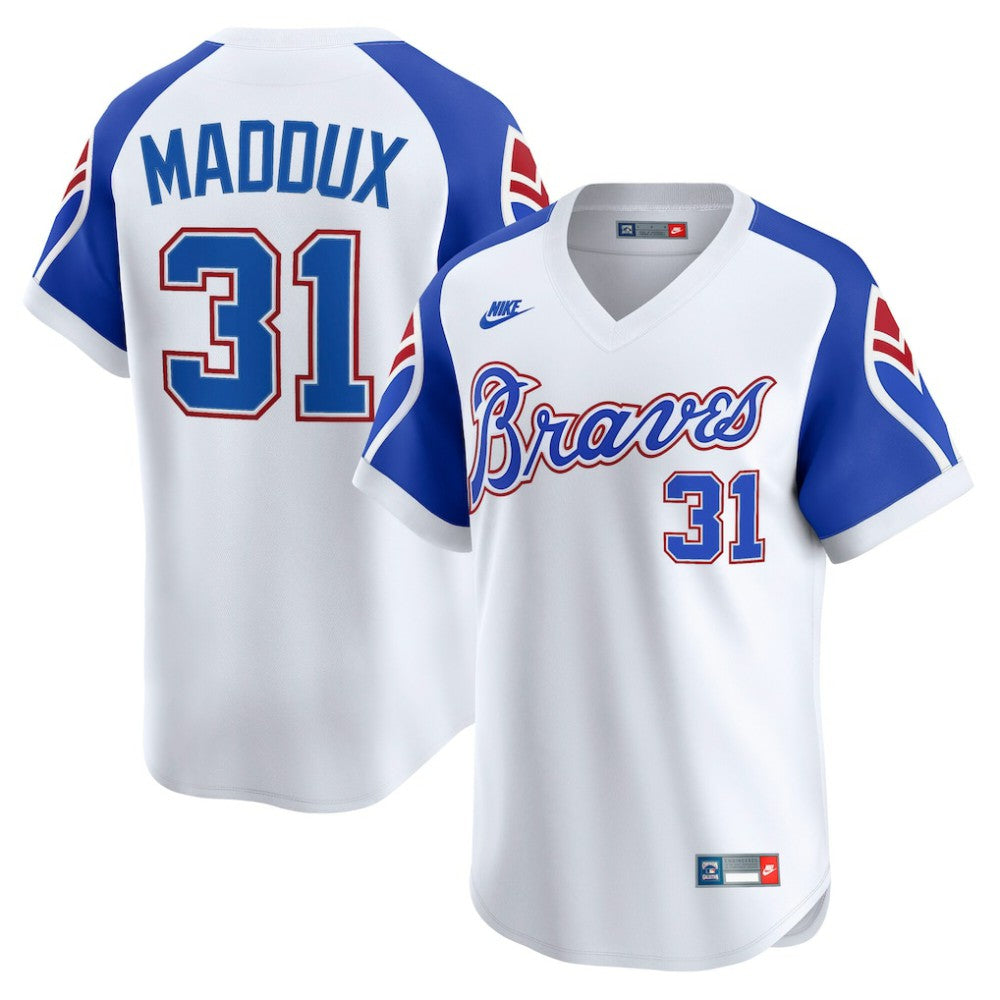 Greg Maddux Atlanta Braves Throwback Cooperstown Collection Limited Jersey White