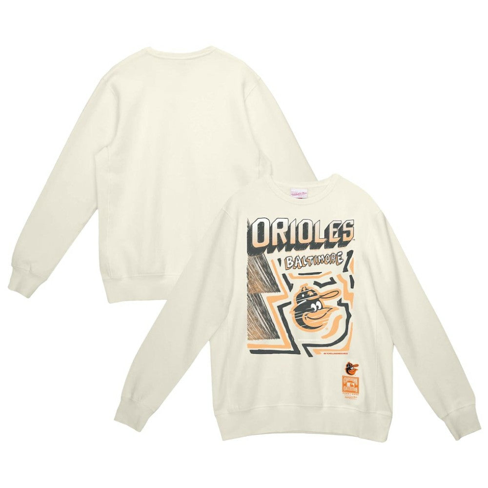 Baltimore Orioles Sidewalk Sketch Pullover Hoodie Cream