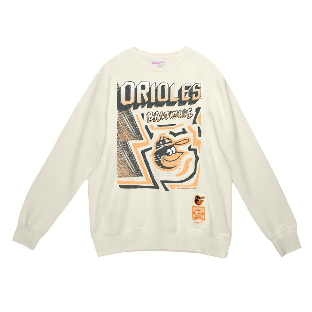 Baltimore Orioles Sidewalk Sketch Pullover Hoodie Cream