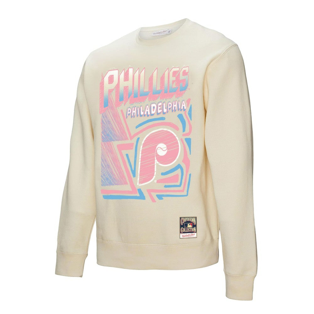 Philadelphia Phillies Sidewalk Sketch Pullover Sweatshirt Cream