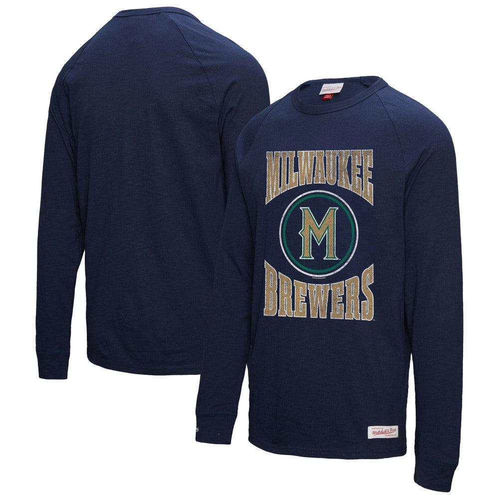 Milwaukee Brewers Arched Logo Slub Long Sleeve T-Shirt Navy