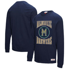 Milwaukee Brewers Arched Logo Slub Long Sleeve T-Shirt Navy