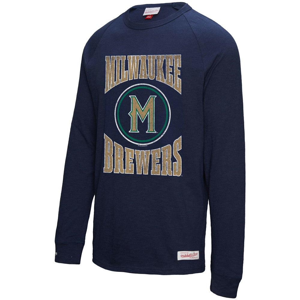 Milwaukee Brewers Arched Logo Slub Long Sleeve T-Shirt Navy