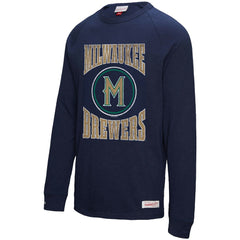 Milwaukee Brewers Arched Logo Slub Long Sleeve T-Shirt Navy