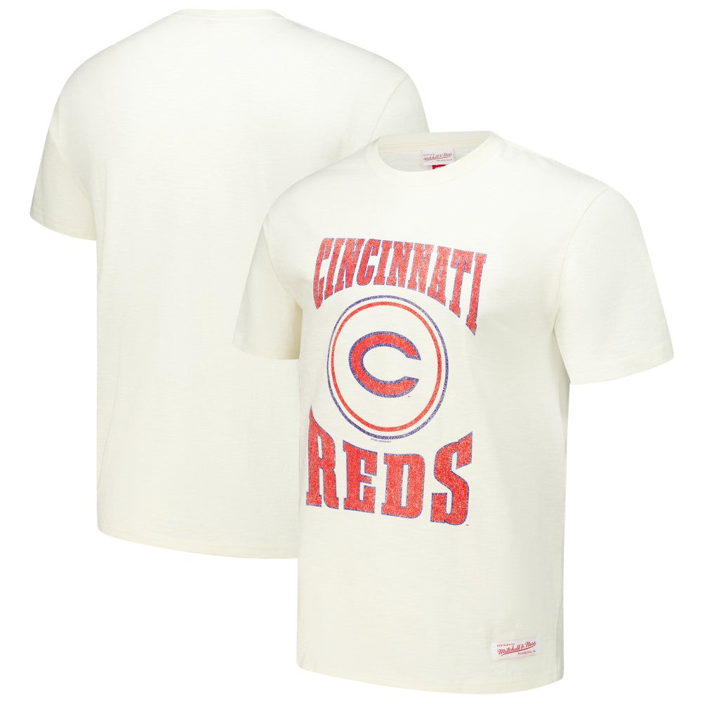 Cincinnati Reds Arched Logo Slub T-Shirt Cream