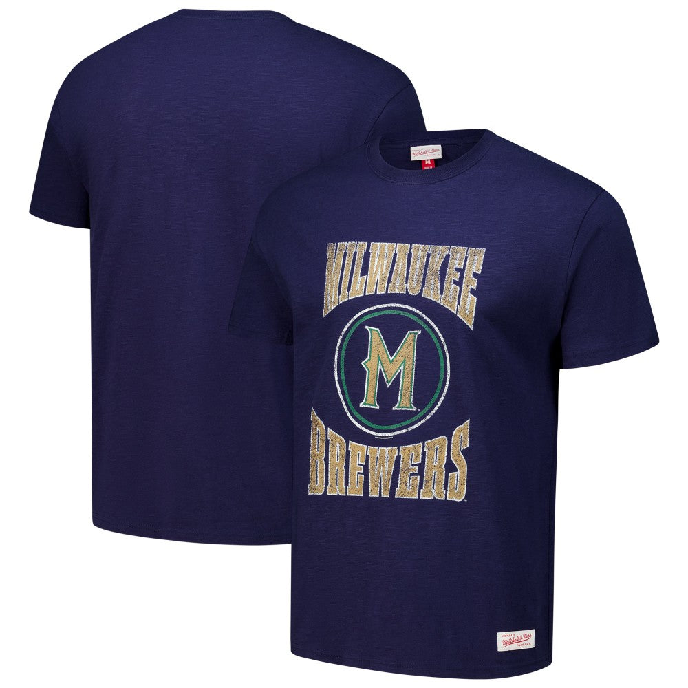 Milwaukee Brewers Arched Logo Slub T-Shirt Navy