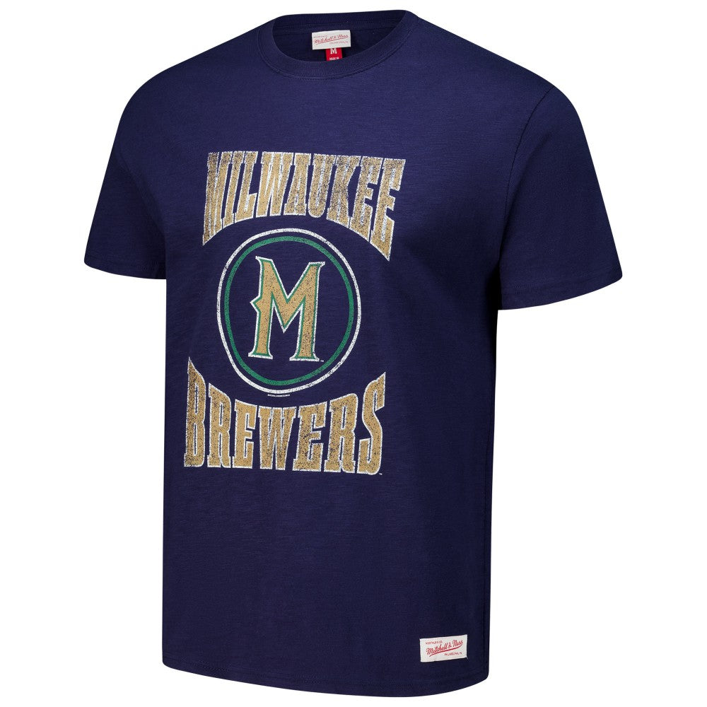 Milwaukee Brewers Arched Logo Slub T-Shirt Navy