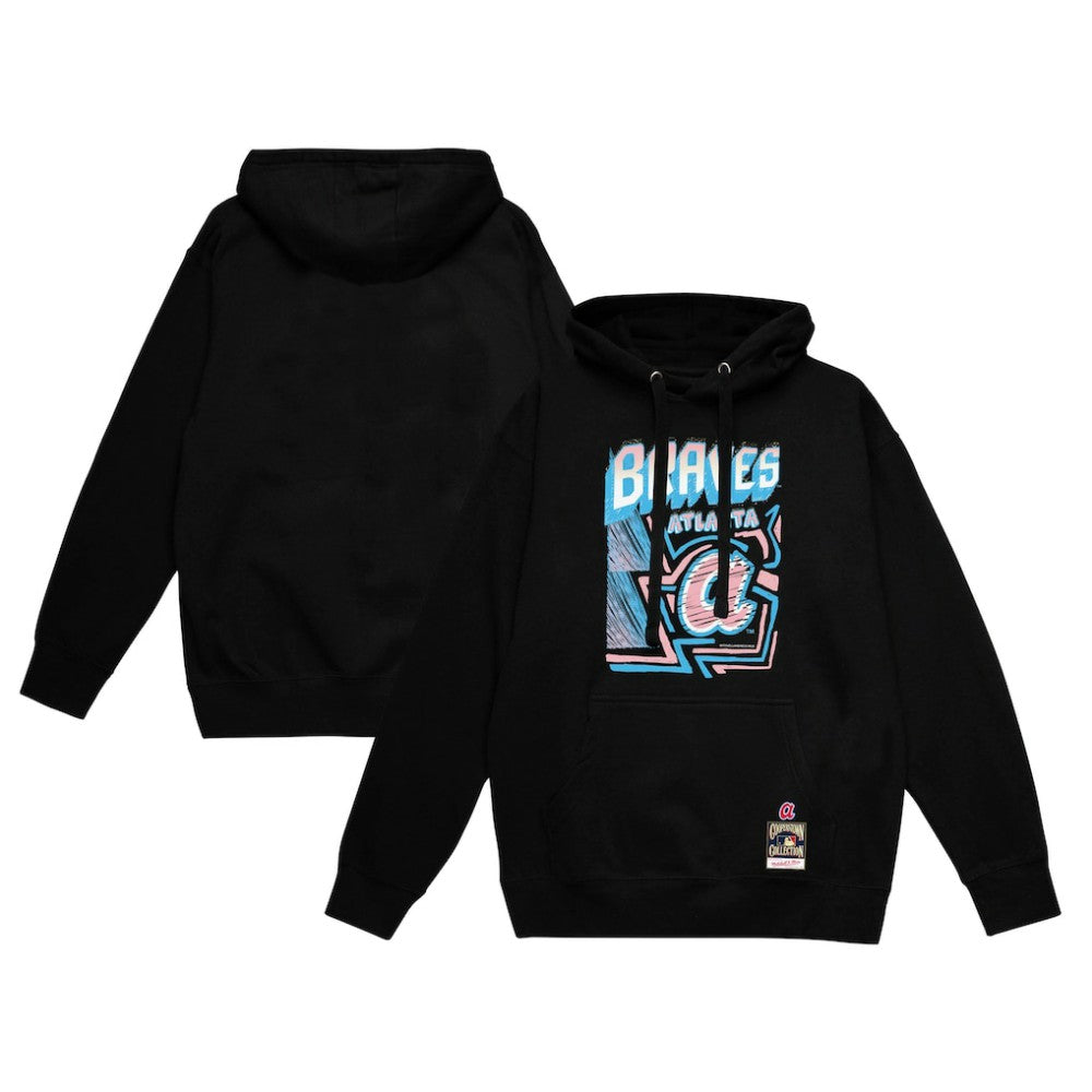 Atlanta Braves Sidewalk Sketch Pullover Hoodie Black
