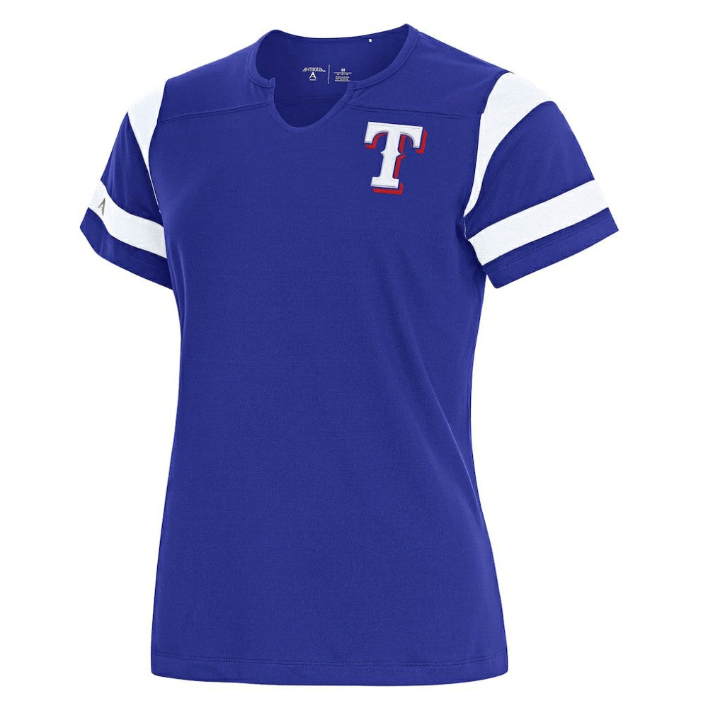Texas Rangers Antigua Women's Encounter Notch Neck Top Royal