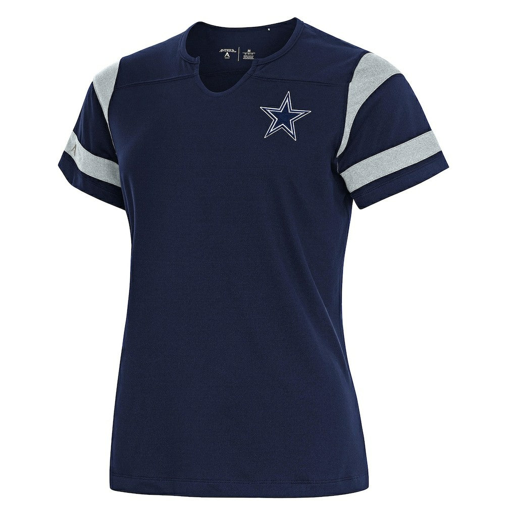 Dallas Cowboys Antigua Women's Encounter Short Sleeve Notch Neck Top - Navy online