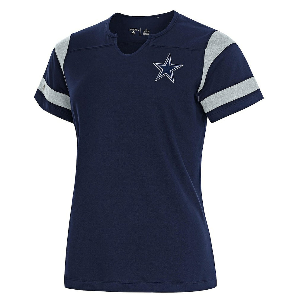 Dallas Cowboys Antigua Women's Encounter Short Sleeve Notch Neck Top - Navy online