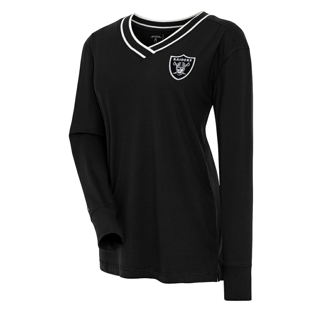 Las Vegas Raiders Antigua Women's Symbolic Long Sleeve V-Neck Top - Black on sale