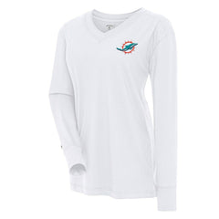 Miami Dolphins Antigua Women's Symbolic Long Sleeve V-Neck Top - White cheap
