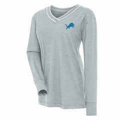 Detroit Lions Antigua Women's Symbolic Long Sleeve V-Neck Top - Heather Gray outlet
