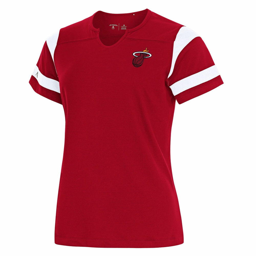 Miami Heat Antigua Women's Encounter Short Sleeve Notch Neck Top - Red online