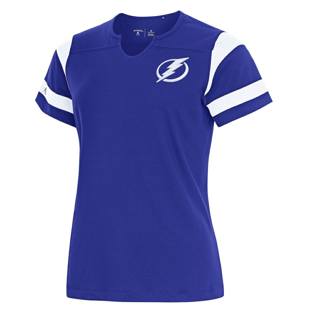 Tampa Bay Lightning Antigua Women's Encounter Short Sleeve Notch Neck Top - Royal Tops