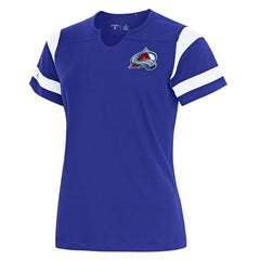 Colorado Avalanche Antigua Women's Encounter Short Sleeve Notch Neck Top - Royal Tops