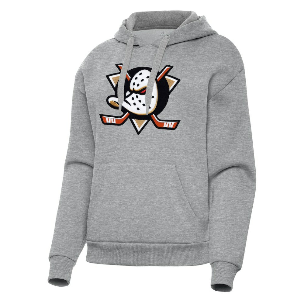 Anaheim Ducks Antigua Women's Victory Pullover Hoodie - Heather Gray Hoodies